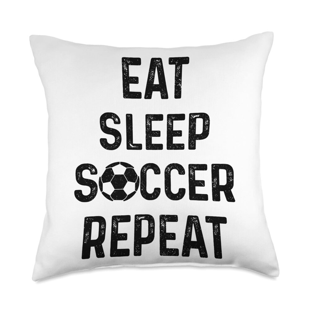 6843 Eat Sleep Soccer Repeat Soccer Player Boys Girls Throw Pillow